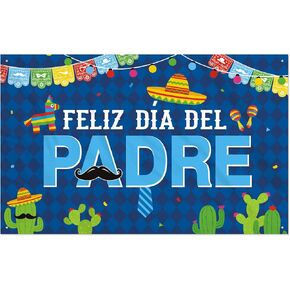 CiyvoLyeen Mexican Feliz Dia Del Padre Fabric Backdrop Fiesta Party Decorations Father's Day Feliz Dia Papa Fabric Banner Spanish Photography Backdrop Hispanic Dad Yard Sign 72x45 Inches