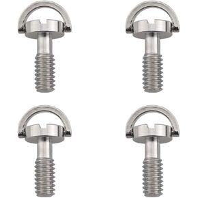 4pcs Silver Stainless Steel 1/4 Camera Snap Plate Screws D-Ring Camera Mounting Screws for Camera Tripod Monopods