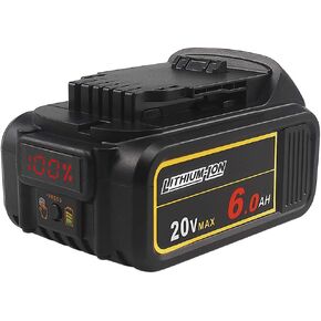 2Pack DCB200 20V 6.0Ah Replacement Battery Compatible with Dewalt 20V Max DCB206-2 DCB-205-2 DCD/DCF/DCG/DCS Cordless Tools