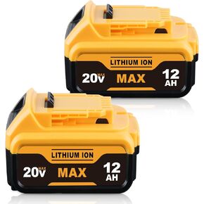 2Pack DCB200 12000mAh 20V Lithium-ion Replacement for Dewalt Battery DCB201, DCB200, DCB203, DCB206, DCB207 Compatible with Dewalt 20V Battery Cordless Power Tools and Chargers