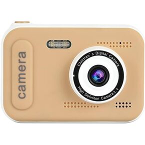 48M 1080P Kids Digital Camera, with 2.4 Inch Screen, Simple and Funny to Use, Best Gift for Kids, Built in Rechargeable Battery, Neck Strap, USB Cable (Khaki)
