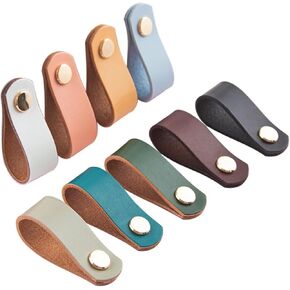 Modern Cowhide Wardrobe Drawer Door Pulls Genuine Leather Black Handle Green Kitchen Cabinet Handles for Furniture Knobs 1Pcs (Color : MBS0066-16, Size : 1PCS)