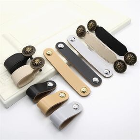 Wardrobe Soft Leather Dresser Handles Drawer Pulls Equipment Cabinet Kitchen Black Modern Door Knobs and Handles for Furniture 1Pcs (Color : MBS0043-18, Size : 1PCS)