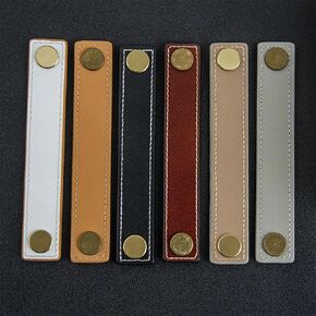 Both Sides/Genuine Leather Handle and Knobs Door Knobs Pull for Furniture Cabinet Chest Drawer Suitcase HandleFurniture Hardware 1Pcs (Color : 2)