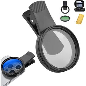 طقم مرشح عدسة كاميرا Clip-On Clip-On Clp-On Cpl ، ومرشح مستقطب دائري للغاية لـ iPhone 15 14 13 12 11 ، و Google Pixel ومعظم الهواتف الذكية ، والعدسة الاستقطابية متعددة الطلاء مع قطعة قماش تنظيف
