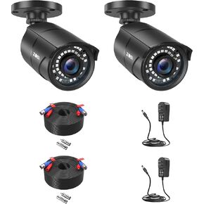 ZOSI 2 x 2MP 1080p 1920TVL Security Camera Outdoor Indoor (Hybrid 4-in-1 HD-CVI/TVI/AHD/960H Analog CVBS), 36PCS LEDs, 120ft Night Vision, 105°View Angle Surveillance CCTV Bullet Camera (Black Color)