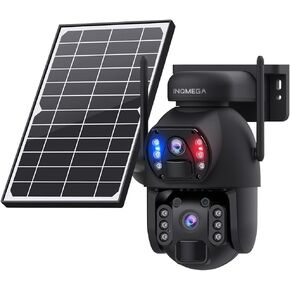 INQMEGA 6MP Dual-Lens Solar Camera Outdoor, 4G LTE Cellular Surveillance Camera with Color Night Vision, PIR Motion Sensor, (2.4G WiFi)