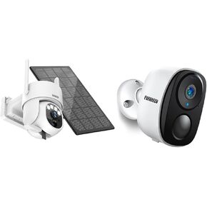 EVERSECU 1pcs Wireless Security Camera + 1pcs Solar Powered PTZ Camera