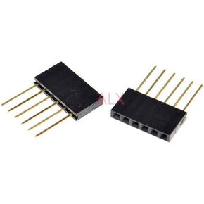 20PCS 6 PIN Single Row Straight Female PIN Header 2.54MM Pitch pin Long 11MM Strip Connector Socket 1X6 6PIN for PCB