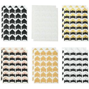 12 Sheets 6 Styles Paper Corner Stickers Corner Self Adhesive Stickers Photo Corner Stickers for DIY Retro Craft Manual Scrapbooking Diary Decoration