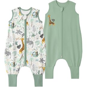 Yoofoss Toddler Sleep Sack with Feet 2 Pack 100% Organic Cotton