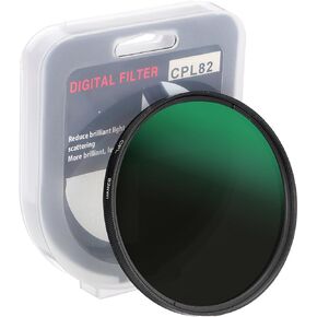 PATIKIL 82mm Circular Polarizer Filter, Camera Lens Filter Slim Optical Glass with Len Cap for Video Vlog Portrait Photography, Black