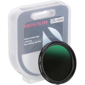 PATIKIL 43mm Circular Polarizer Filter, Camera Lens Filter Slim Optical Glass with Len Cap for Video Vlog Portrait Photography, Black