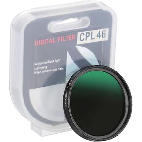 PATIKIL 46mm Circular Polarizer Filter, Camera Lens Filter Slim Optical Glass with Len Cap for Video Vlog Portrait Photography, Black