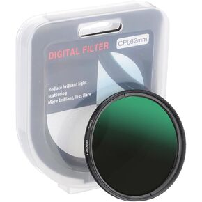 PATIKIL 62mm Circular Polarizer Filter, Camera Lens Filter Slim Optical Glass with Len Cap for Video Vlog Portrait Photography, Black