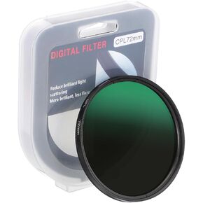 PATIKIL 72mm Circular Polarizer Filter, Camera Lens Filter Slim Optical Glass with Len Cap for Video Vlog Portrait Photography, Black