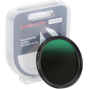 PATIKIL 52mm Circular Polarizer Filter, Camera Lens Filter Slim Optical Glass with Len Cap for Video Vlog Portrait Photography, Black