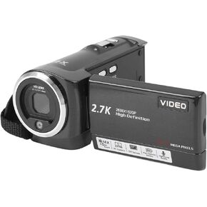 Video Camera Camcorder, QHD 2.7K 50MP 16X Digital Zoom Vlogging Camera with LED Fill Light, 2.8 Inch 270° Rotating LCD Screen Vintage Video Recorder with Two 1500mAh Batteries