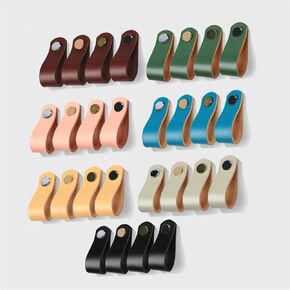 Nordic Leather Handle for Wardrobe and Drawer Door Pulls Single Hole Kitchen Cabinet Cowhide Handles Furniture Knobs 1/6/10Pcs (Color : MBS0066-3, Size : 1PCS)