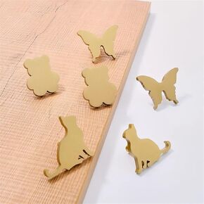 Brass Creative Bear Cat Butterfly Shape Furniture Drawer Knobs Cabinet Door Copper Single Hole Handle Children's Cartoon Handle 1Pcs (Color : Butterfly)