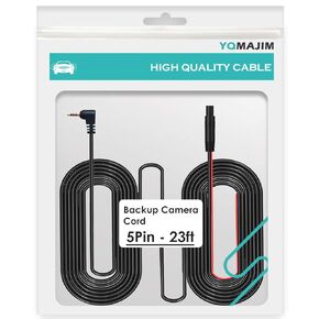 YQMAJIM 23 Ft Black 5 Pin to 2.5mm Male Dash Cam Cable, Indoor/Outdoor, Compatible with Vehicle Reverse Camera