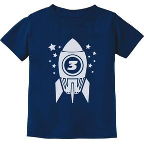 Tstars Space Rocket 3rd Birthday Shirt Boy Girl 3 Year Old Infant Toddler Kids T-Shirt