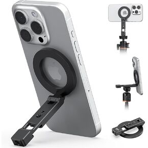 VRIG Magnetic Phone Holder Compatible with Magsafe for iPhone 16 15 14 13 12 Pro Max Plus Series, Fathers Day for Gifts,Aluminum Tripod Mount Adapter with 1/4"-20 & Cold Shoe for Video Recording