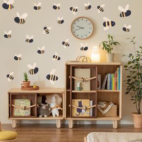 Bumble Bees Wall Decal，Boho Small Bee Wall Stickers，Removable Clings Mural Decals，Honey Bees Art Decals Honey Bee Wall Embellishments Clings,for Nursery Kid Room Baby Bedroom Decor.