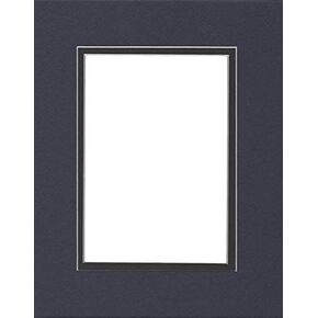 Pack of (2) 24x36 Double Acid Free White Core Picture Mats Cut for 20x30 Pictures in Navy Blue and Black
