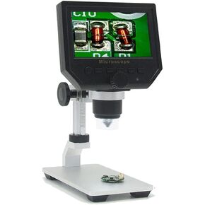 Digital Electronic Microscope 1-600x Portable 8 LED VGA Microscope with 4.3" HD OLED Screen for PCB Motherboard Repair (Color : G600 Sucker Magnification : 600X) (Silver 600X)