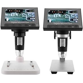 DM4 2MP 500/1000X Digital Electronic Microscope 4.3" Display Magnifier Comes with a Support Platform and LED Light (Color : Aluminum Alloy) (Plastic)