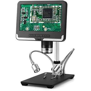 1-200x المجهر الإلكتروني الرقمي المجهر 2MP 2MP VGA المجهري 7 "HD LCD PCB إصلاح المجوهرات أدوات الكاميرا MACHERISIER (اللون: التكبير الأسود: 200x) (Black 200x)