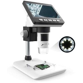 1000X Electronic Digital Microscope 4.3 Inch Display VGA Digital Microscope 8 LED Magnifier for Textile Watch Phone Inspection