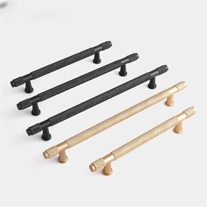 Black Gold Long Knurled Cupboard Cabinet Handles Kitchen Drawer Knobs Bedroom Closet Wardrobe Door Pulls Furniture Handles 1Pcs (Color : Black 192mm)