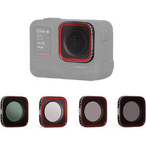 4Pack Camera Lens Filter ND8 ND16 ND32 ND64 مجموعة مرشح ND مقاومة للماء متوافقة مع insta360 ACE PRO الكثافة المحايدة مرشح مرشح حامي كاميرا الإكسسوارات