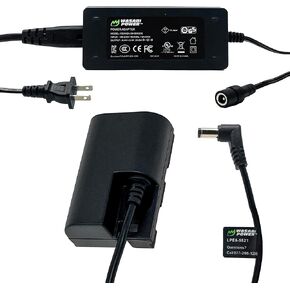 Wasabi Power DCC-LPE6 Dummy Battery DC Coupler & AC Adapter for Canon DR-E6 AC-E6N LP-E6 LP-E6N LP-E6NH and Canon 5D II III IV 5DS R 6D II 7D II 60D 60Da 70D 80D 90D R R5 R5C R6 R7 SmallHD 501 502 702