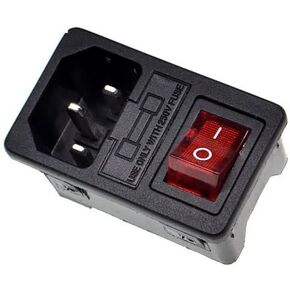 10A AC250V 3 in 1 4PIN RED Light Rocker Switch Power Supply Socket Plug Adapter with 10A Fuse