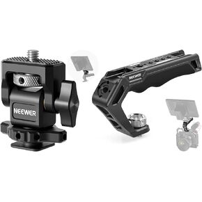 NEEWER Camera Monitor Mount with Cold Shoe, 1/4" Screw for 5" & 7" Field Monitor Compatible with Atomos Ninja V, Camera Top Handle with 3/8" ARRI Locating Pins Included