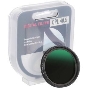 PATIKIL 40.5mm Circular Polarizer Filter, Camera Lens Filter Slim Optical Glass with Len Cap for Video Vlog Portrait Photography, Black