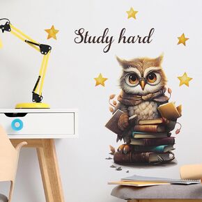 ملصقات جدار تعليمية لطيف البومة النجوم ، والدراسة الصعبة القراءة القراءة جدار جدار شارات قابلة للفيروسات القابلة للفيروس