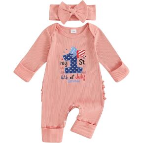My First 4th of July Baby Girl Outfit Fourth of July Romper Onesie Jumpsuit Summer Newborn Girl Outfits Clothes