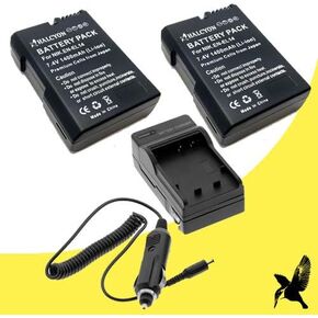 Halcyon 2-Pack 1400 mAh Lithium Ion Replacement Battery & Charger Kit for Nikon D3100, D3200, D3300, D5100, D5200, D5300, Coolpix P7000, P7100, P7700, P7800 (3.7V, EN-EL14)