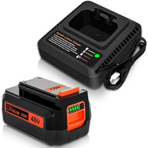 40V 3.6Ah Replacement Battery and Charger for Black and Decker 40 Volt Battery Lithium LBX2040 LBXR36 LBXR2036 LST540 LCS1240 LBX1540 LST136W Compatible with Black Decker 40V String Tools (Red)