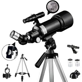 Astronomical Telescope for Kids Beginners 400/70Mm Refractor Monocular Telescopes with Adjustable Tripod Phone Adapter Planetary Multiplier and Carry Bag Nice Family