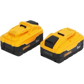 2-Pack 20V 8Ah Lithium-Ion Replacement Battery Packs for 18V 20V Li-Ion Cordless Power Tools Chargers DCB-206 DCB-208 8Amp Hours