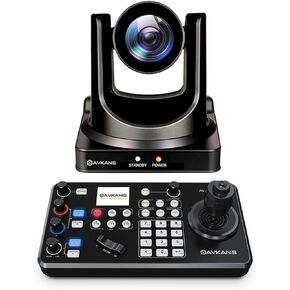 Avkans 30x AI Auto Tracking PTZ Camera Bundle Kits ، 1 PCS 30X NDI Camera و 1 PCS Super PTZ Awystick Controller للعبادة البث المباشر