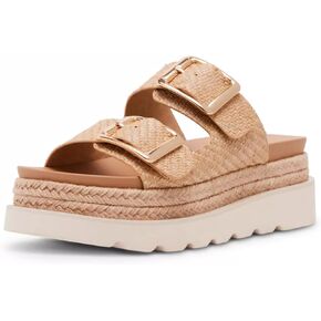 Dsevht Raffia Platform Wedges Sandals for Women Espadrille Slide Sandal Adjustable Summer Woven Straw Crochet Cute Casual Beach Shoes