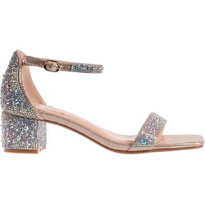 Ninety Union Lady Couture Dazzle 2 Inch Mid Block Heel Rhinestone Sandal