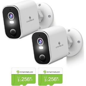 كاميرات الأمان اللاسلكية في الهواء الطلق 2K مع بطاقة TF 256GB 2PCS: كاميرا WIFI تعمل بالطاقة مع الكشف عن حركة AI للمنزل -الرؤية الليلية الأضواء SPORES الإنذار ثنائي الاتجاه IP65 مقاوم للماء