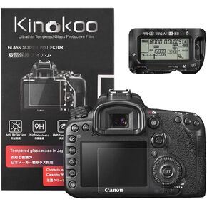 kinokoo Tempered Glass Film for Canon EOS 7D Mark II Crystal Clear Film Canon 7D2 Screen Protector with Top Screen Protector(2 pack)